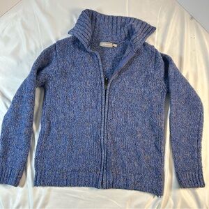 Croft & Barrow Blue Zip-Up Sweater, Long Sleeve Mock Neck, Size PM